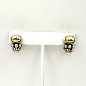 Lagos VINTAGE Caviar Silver & gold Pearl Earrings